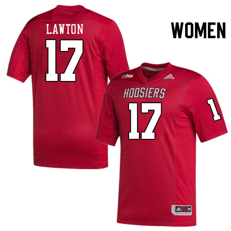 Women #17 Ty Son Lawton Indiana Hoosiers College Football Jerseys Stitched-Crimson